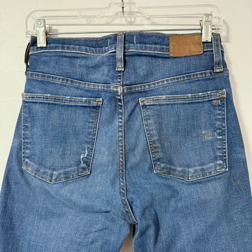 Madewell Slim Straight High Rise Jeans Dark Wash Blue Size 28x29 Comfort Stretch